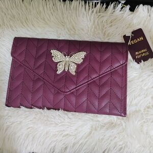 Vegan Leather, Medium, Purple/Teal Clutch Bag